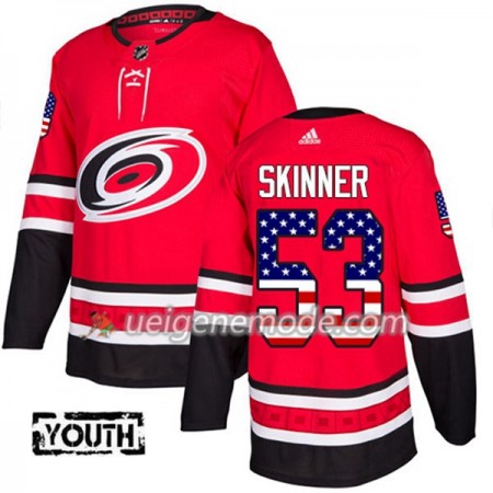 Kinder Eishockey Carolina Hurricanes Trikot Jeff Skinner 53 Adidas 2017-2018 Rot USA Flag Fashion Authentic